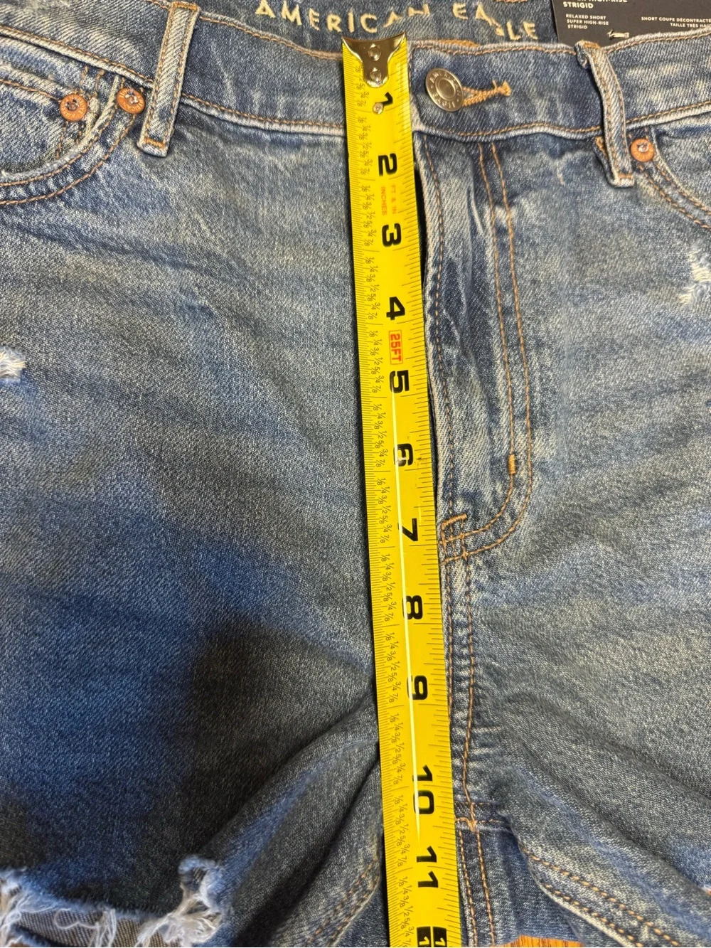 AE 3” Rigid Super High Waist Relaxed Denim Shorts SZ 8 - Picture 13 of 14